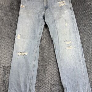 Vintage Levis 549 Jeans Men's 36x32 Leather Tab Blue Denim Light Wash Distressed